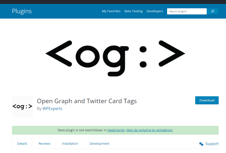 Open Graph and Twitter Card Tags WordPress plugin