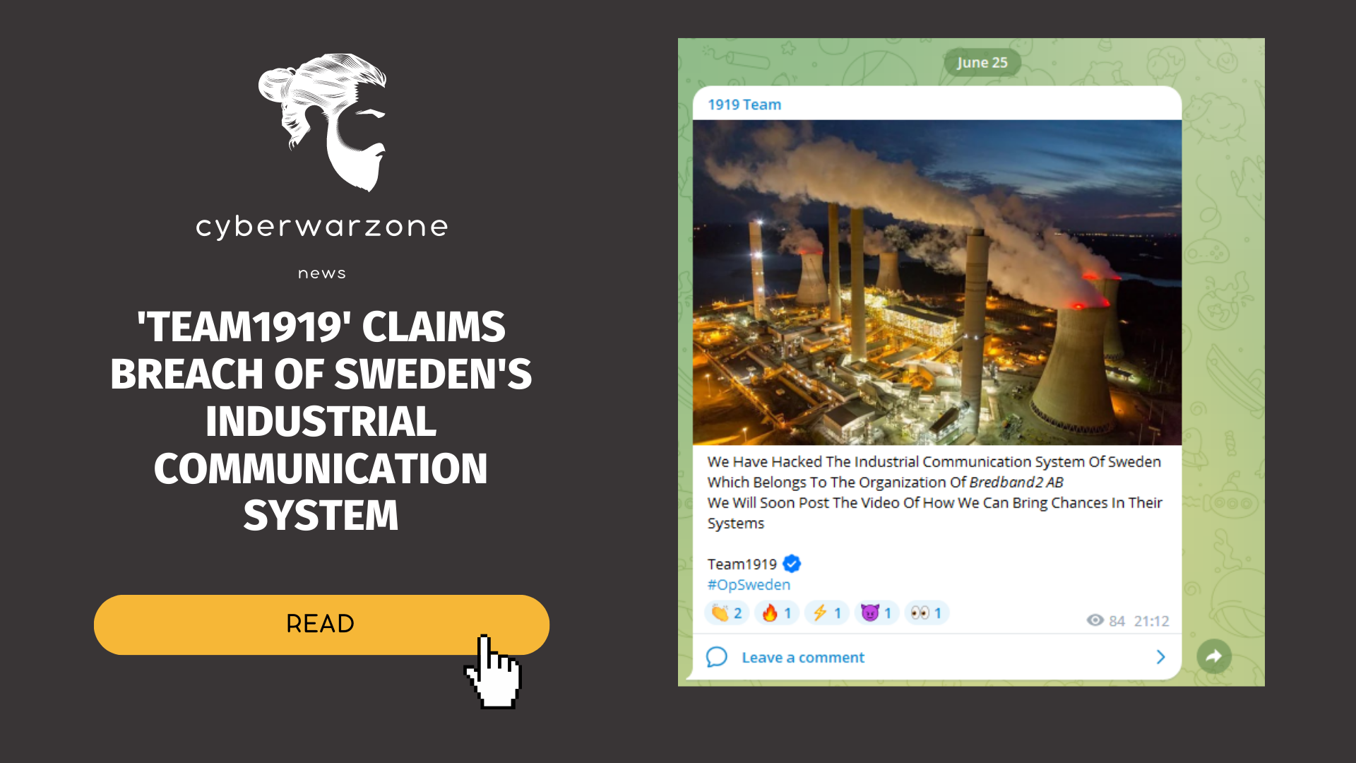 'Team1919' Claims Breach of Sweden's Industrial Communication System