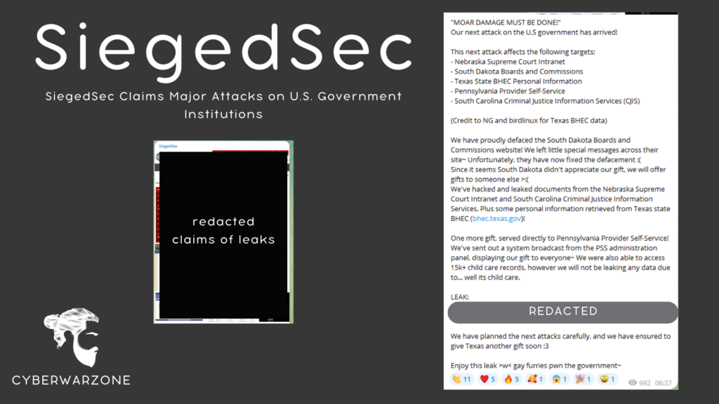 SiegedSec Claims Major Attacks on U.S. Government Institutions
