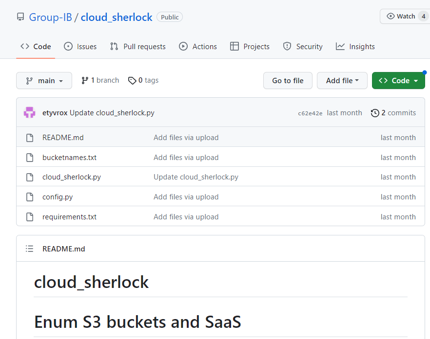 Enum S3 Buckets and SaaS with Cloud Sherlock by Group-IB
