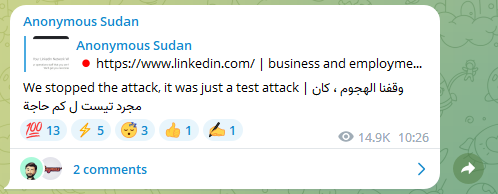 Anonymous Sudan halts LinkedIn attack