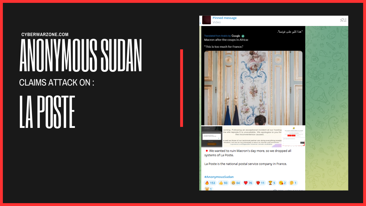 Anonymous Sudan Claims DDoS Attack on French Website La Poste on Telegram