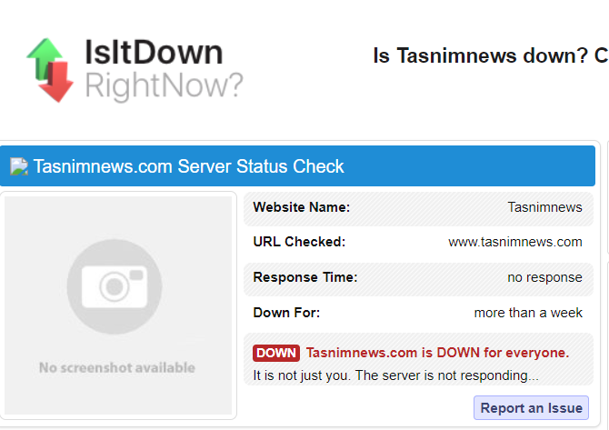Tasnimnews.com being offline.