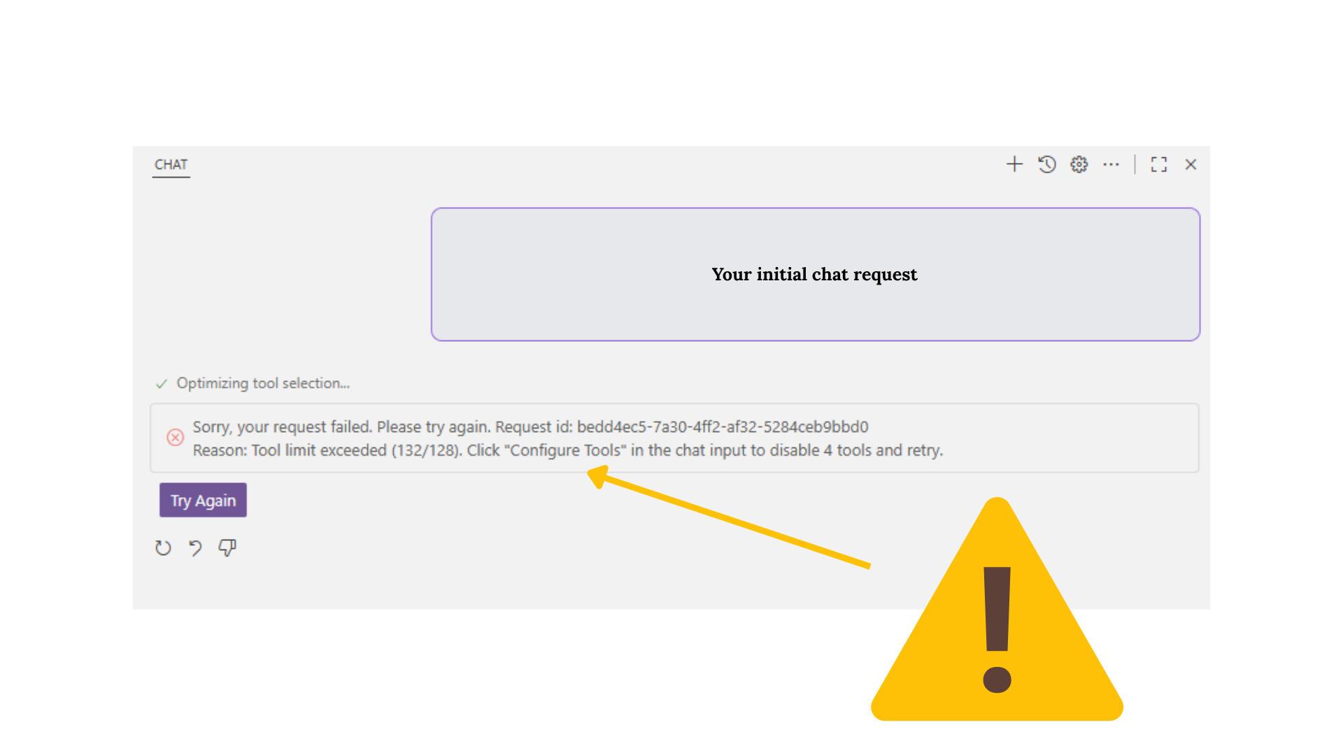 What the “Tool limit exceeded (132/128)” error in Visual Studio Chat (Co-pilot) means — and how to fix it